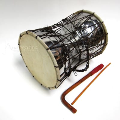 Mid-East Manufacturing Nickel Brass Talking Drum, 10"x15" image 1