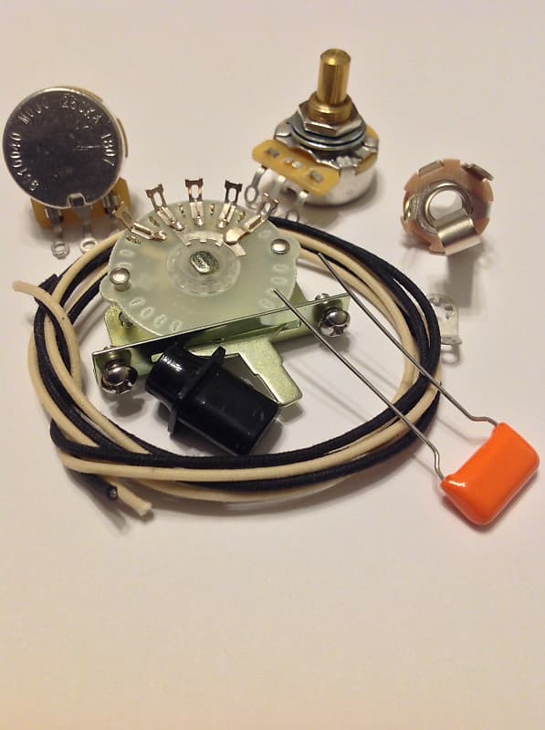 4 way Wiring Kit for Telecaster CTS Oak Switchcraft .033uf 225P Orange Drop Cap image 1