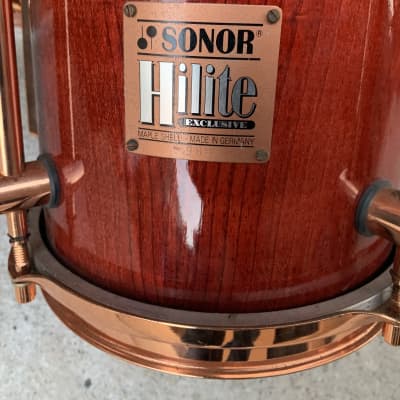 Sonor Vintage Hilite Classic Copper series  1990 Red stain wood with copper hoops image 20