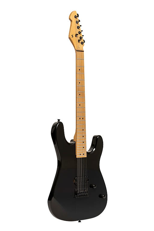 STAGG Metal Series Electric Guitar With Solid Mahogany Body Black 1 Humbucker image 1
