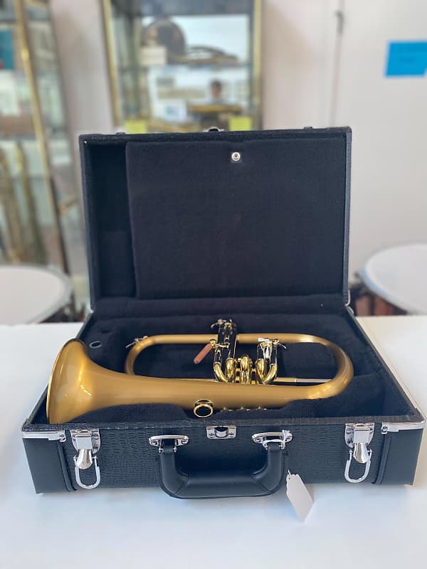 New Carol Brass CFL-6200-GSS-Bb-SLB Flugelhorn, Satin Lacquer Bell, with  Case, Mouthpiece