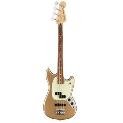 Fender Player Mustang Bass PJ 4-String Guitar with Alder Body, Gloss Finish, 19 Frets and Maple C-Shaped Neck  (Pau Ferro Fingerboard, Firemist Gold) image 1