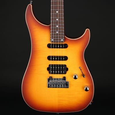 Vigier Excalibur Ultra Blues Mahogany HSS 1 of 8, Rosewood in Amber Matte with Gig Bag #220222 image 1