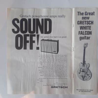 Gretsch WHITE FALCON 1966 VINTAGE FULL PAGE ADVERT BROCHURE image 2