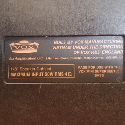 Vox MSB50-BA Mini Superbeetle Bass 50-Watt 1x8" Mini Bass Amp Stack 2019 - Present - Black image 6