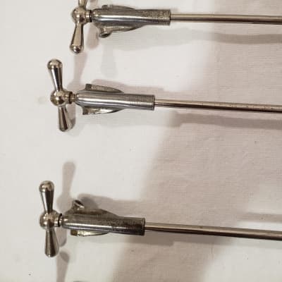 Ludwig Single Tension Bass Drum Claws and Rods 10 sets in total..1920s-1930s  - Nickel image 3