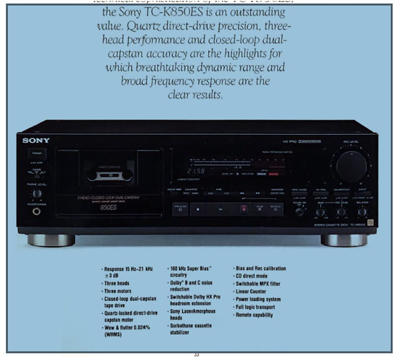 SONY TC-K850ES 850ES 3 Head Closed Loop Dual Capstan Quartz | Reverb