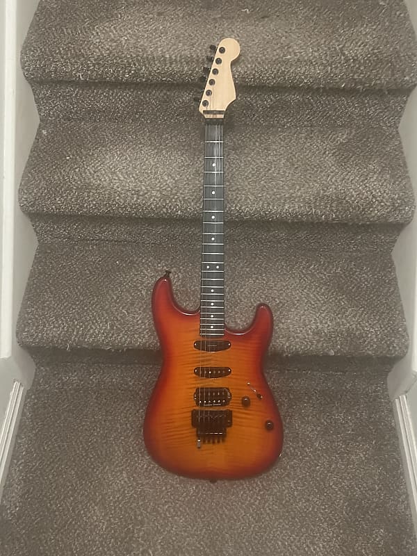 Mighty Mite Super Strat Copy 2022 Red/orange flame | Reverb