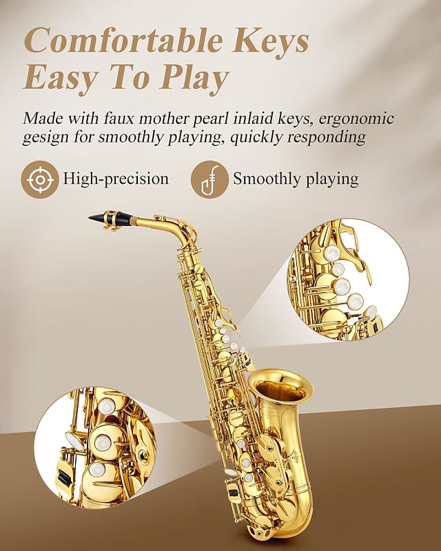 Eastar AS-Ⅱ Student Alto Saxophone E Flat Gold Lacquer Alto