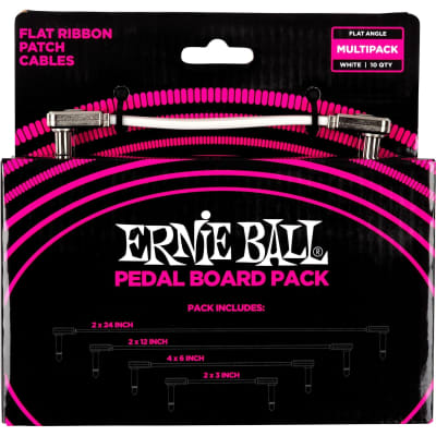 Ernie Ball Flat Ribbon Patch Cable, White, Patch Pack image 1