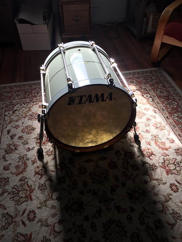 Tama Starclassic Bubinga Omnitune 18 Bass Drum - Piano White with Coral Inlay image 1