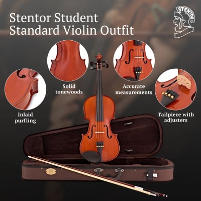 Stentor Student Standard Violin Outfit 4/4 Full Size, Violin for