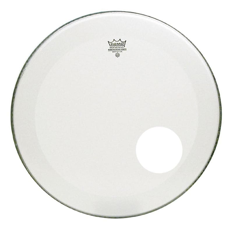 Remo Coated Powerstroke 22" Bass Drum Head w/5.25" Offset Hole w/No Stripe image 1