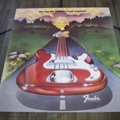 Fender Precision Bass Authentic Vintage Poster "The World's Favorite Road Machine" Circa-1970's-Multi Color image 2