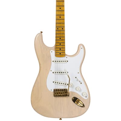 2022 Fender Custom Shop 1955 Stratocaster Relic White Blonde+Aged Shell Pink image 7