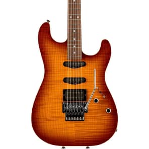 Schecter USA Contoured Exotic HSS Double Cutaway with Floyd Rose Tremolo Golden Honeyburst