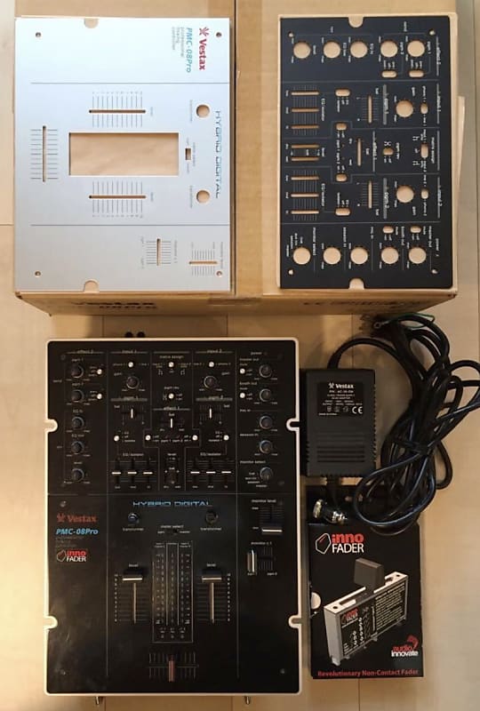 Vestax PMC 08 Pro Hybrid Digital Scratch Mixer W/Innofader, Spare Faceplate  & Original Box