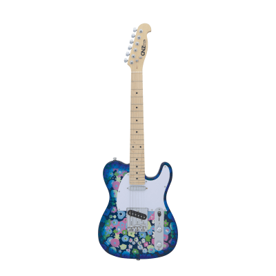 CNZ Audio TL Mini Electric Guitar - Blue Flower Finish, Maple Neck for sale