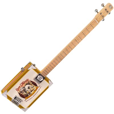 Lace Cigar Box Electric Guitar ~ 4 String ~ Pero Pup for sale