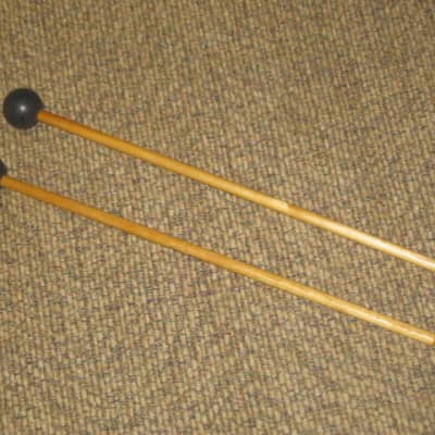 one pair of new old stock A+ Mike Balter MB10B (10B) Extra Hard Keyboard Mallets, 1 and 1/8" phenolic (plastic) round (gray color) HEADS and natural birch HANDLES - mid to late 1990s (+ packaging) Unwound Series image 8