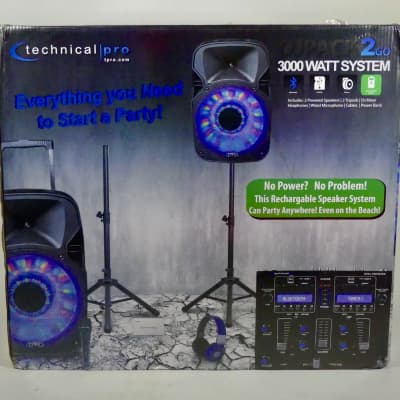 Technical Pro DJPACK-2GO Rechargeable Dual 12"  DJ Loudspeaker Package image 1