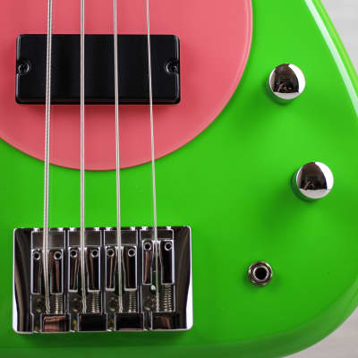 FleaBass "Punk Bass" Model 32 Pink/Green w/ gig bag image 5