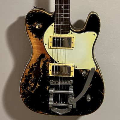Partscaster T-Style - Relic Black Over Amber image 3