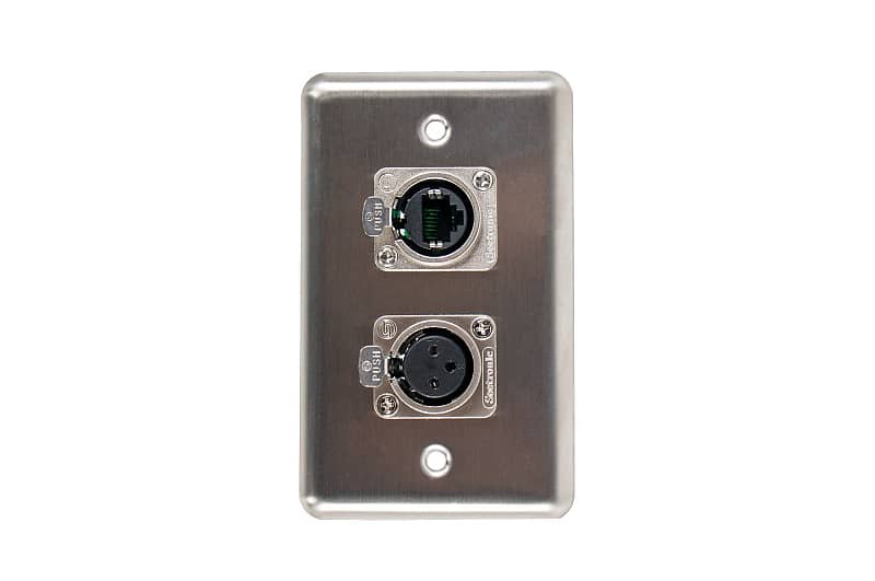 OSP D-2-1E1XF Duplex Wall Plate w/ 1 Tactical Ethernet and 1 XLR Female image 1