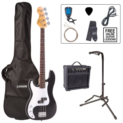 Encore E4 Bass Guitar Pack ~ Left Hand Black for sale