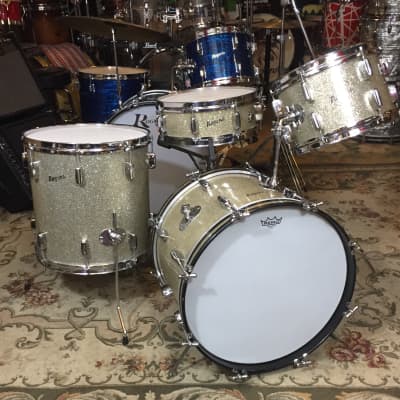 Vintage 1960s Rogers Holiday 4-Piece Drum Set w/ Bread & Butter Lugs in Silver Sparkle image 3