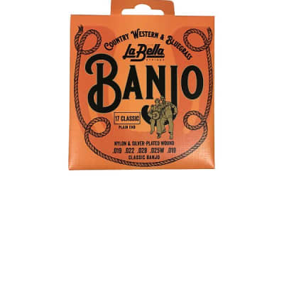 La Bella Banjo Strings  No. 17 Nylon & Silver Plated Wound Plain Ends 5-String