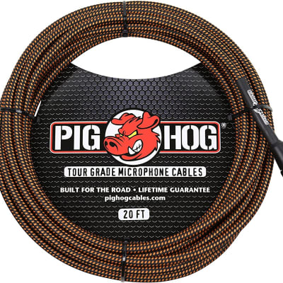 Pig Hog - PHM20ORG -XLR Male to XLR Female Woven Cable - 20 ft. - Black & Orange image 1