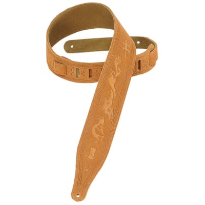 Levy's MS17T03 Tooled Suede Kokopelli Guitar Strap Honey image 2