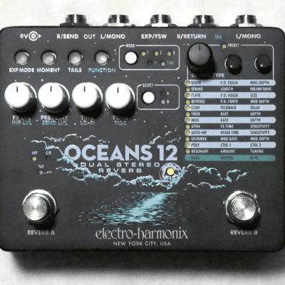 New Electro-Harmonix EHX Oceans 12 Dual Stereo Reverb Guitar 