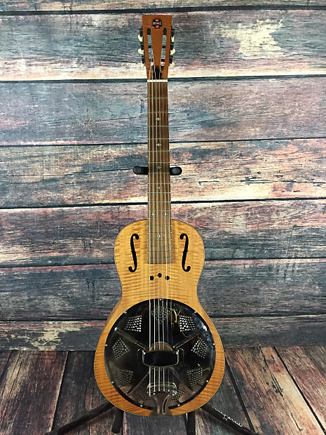 Parlor size resonator shop guitar