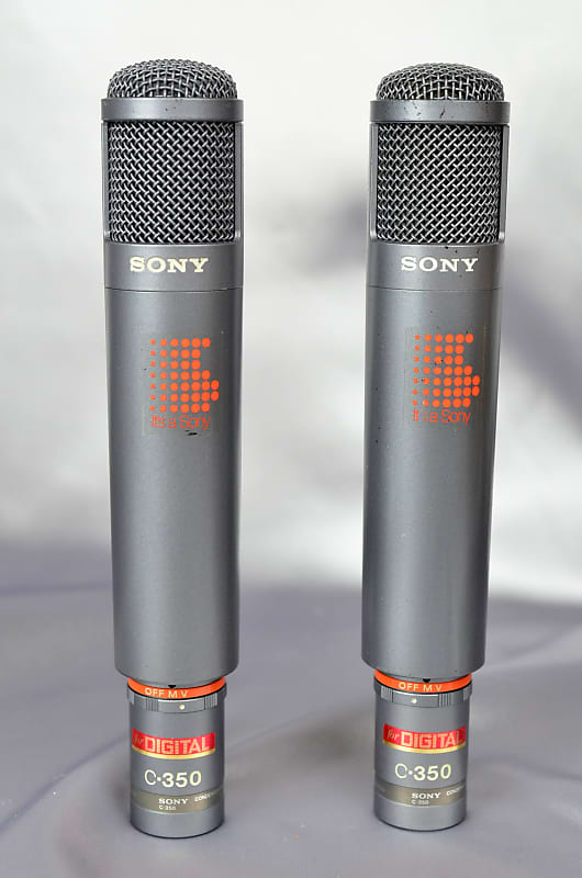 Pair 1980 S Vintage Sony C 350 Condenser Microphone Mic