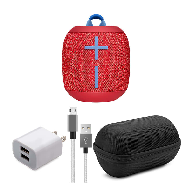 Ultimate Ears WONDERBOOM 2 Bluetooth Speaker (Radical Red) with Protective Case, USB Cable and Adapter Bundle image 1