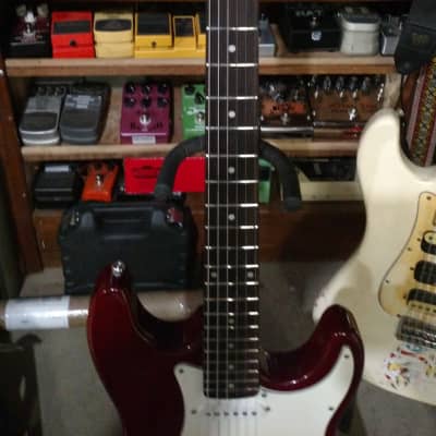 Glenn Burton Strat Type Double Cut See Through Red Guitar With New Fret Work. image 2