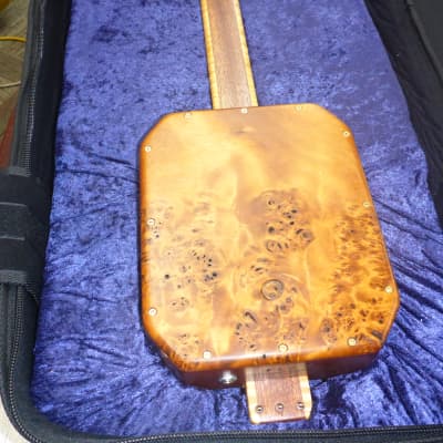 Guitars BHN Custom Made 3 String Lap Steel Electric Guitar w/Case - Torrefied Cotton Wood Burl image 10