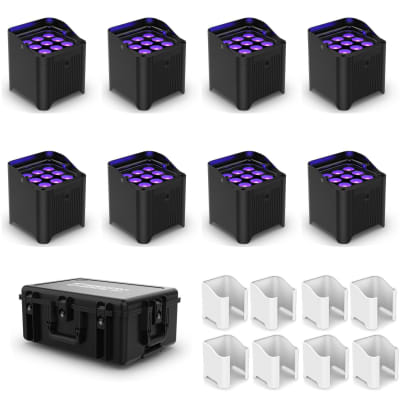 Chauvet DJ Freedom Par H9 IP Wash Light - 8 Pack with White Sleeves and Case image 1