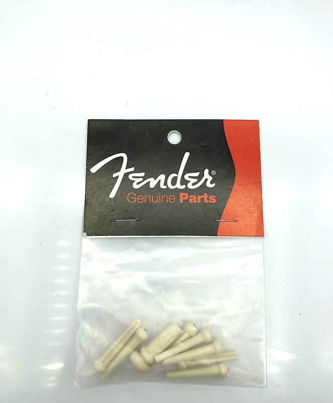 Fender Acoustic Bridge Pins w/Strap Button Ivory/Black Reverb