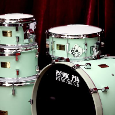 Pork Pie Percussion 5-Piece Custom 8-Ply Maple Drum Set (10/12/16/22/6.5x14") in Sea Foam Green image 2