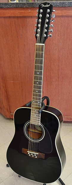 Fender DG-16E 12-String Acoustic Electric Guitar Black image 1
