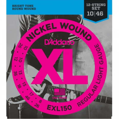 D'Addario EXL150 Electric Guitar Strings XL 12-Str Nickel Wound 10-46 Regular Light