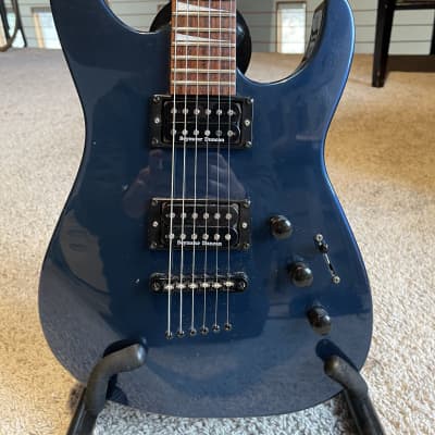 90s MIJ blue Jackson DK27 Baritone electric guitar w/ SD JB Jazz, locking tuners, TSA hard case image 2