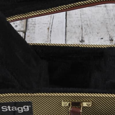 Stagg Vintage Style Tweed Deluxe Hardshell Case for Tenor Ukulele GCX-UKT GD image 10