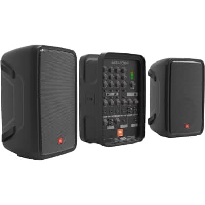 JBL Professional EON208P Portable All-in-One 2-way PA System Bundle with Auray SS-47S-PB Speaker Stand with Tripod Base and Carrying Case, and 2x 20" XLR-XLR Cables image 2