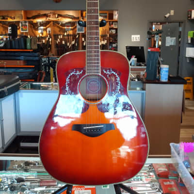 Yamaha FG740SFM FG-740 Acoustic Solid Top Folk Guitar w/ Stand and Tuner