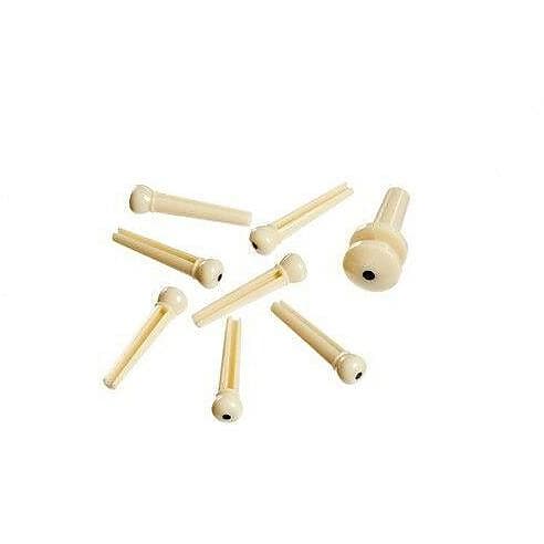 D'Addario Bridge and End Pin Set - Ivory with Black Dot. Set of 6. P/N PWPS12 image 1