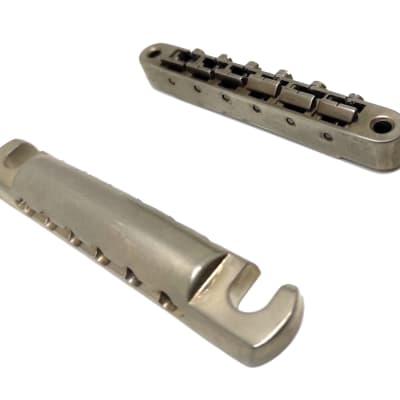 Faber Nickel AGED Bridge + Tailpiece set, ABR-1, Brass saddles